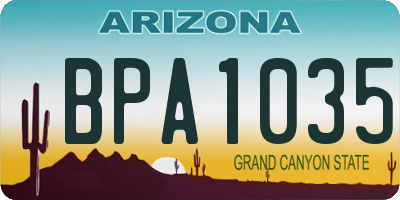 AZ license plate BPA1035