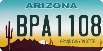 AZ license plate BPA1108