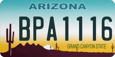 AZ license plate BPA1116