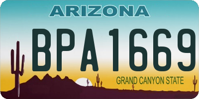 AZ license plate BPA1669
