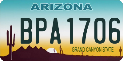 AZ license plate BPA1706