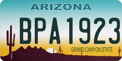 AZ license plate BPA1923