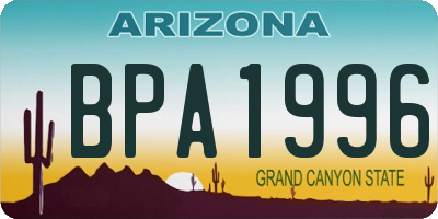 AZ license plate BPA1996