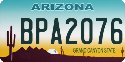 AZ license plate BPA2076