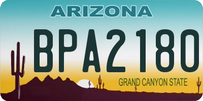 AZ license plate BPA2180