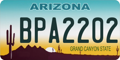 AZ license plate BPA2202