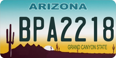 AZ license plate BPA2218