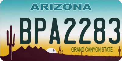 AZ license plate BPA2283