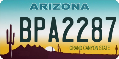 AZ license plate BPA2287