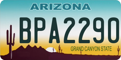 AZ license plate BPA2290