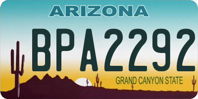 AZ license plate BPA2292