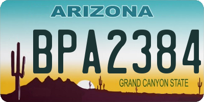 AZ license plate BPA2384