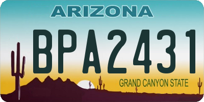 AZ license plate BPA2431