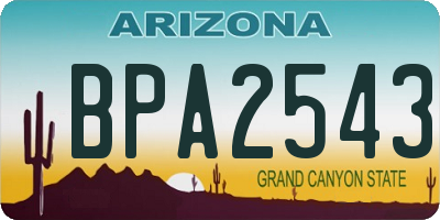 AZ license plate BPA2543