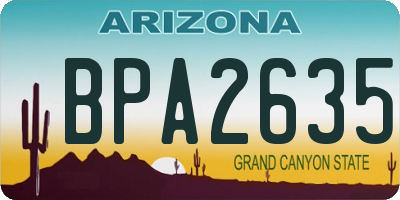 AZ license plate BPA2635