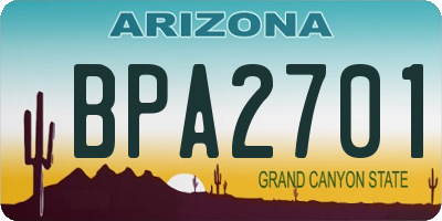 AZ license plate BPA2701