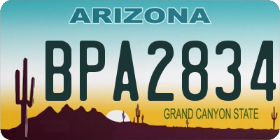 AZ license plate BPA2834
