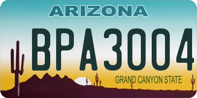 AZ license plate BPA3004