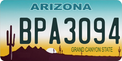 AZ license plate BPA3094
