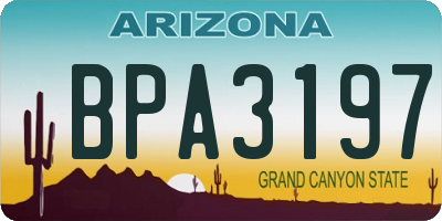 AZ license plate BPA3197