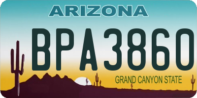AZ license plate BPA3860