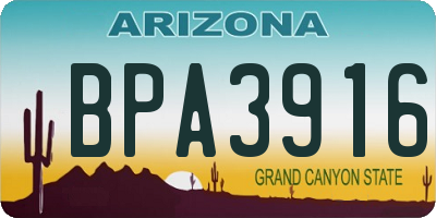 AZ license plate BPA3916