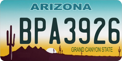 AZ license plate BPA3926