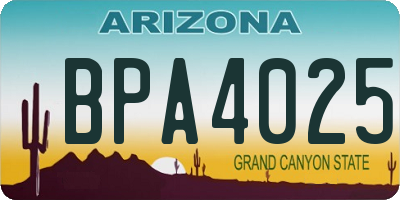 AZ license plate BPA4025