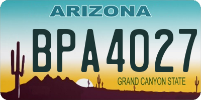 AZ license plate BPA4027