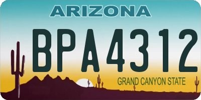 AZ license plate BPA4312