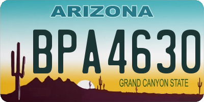 AZ license plate BPA4630