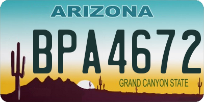 AZ license plate BPA4672