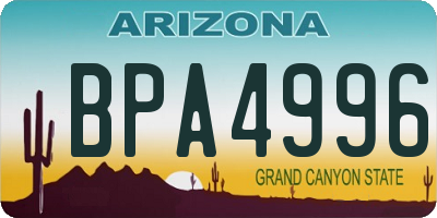 AZ license plate BPA4996
