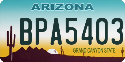 AZ license plate BPA5403
