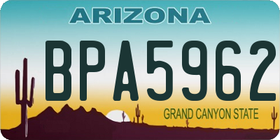 AZ license plate BPA5962
