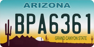 AZ license plate BPA6361