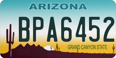 AZ license plate BPA6452