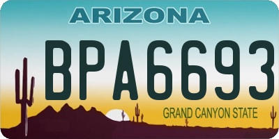 AZ license plate BPA6693