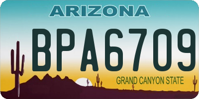 AZ license plate BPA6709