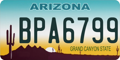 AZ license plate BPA6799