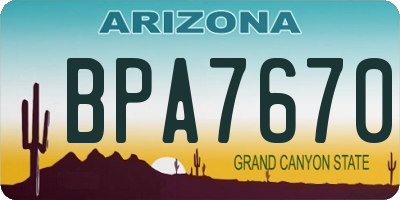 AZ license plate BPA7670