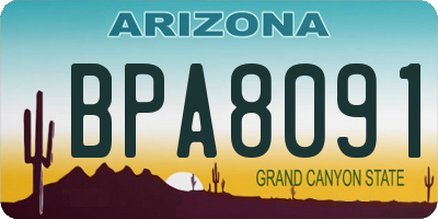 AZ license plate BPA8091