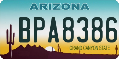 AZ license plate BPA8386