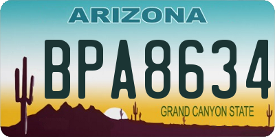AZ license plate BPA8634