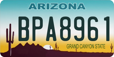 AZ license plate BPA8961