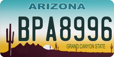 AZ license plate BPA8996