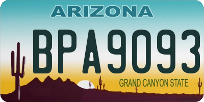 AZ license plate BPA9093