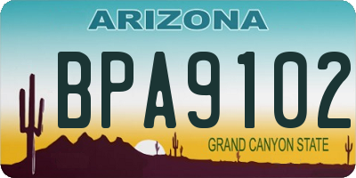 AZ license plate BPA9102