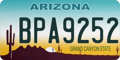 AZ license plate BPA9252