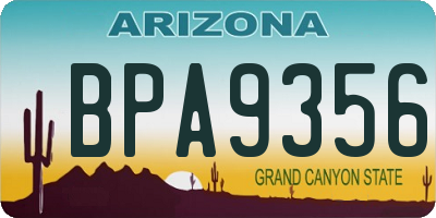 AZ license plate BPA9356